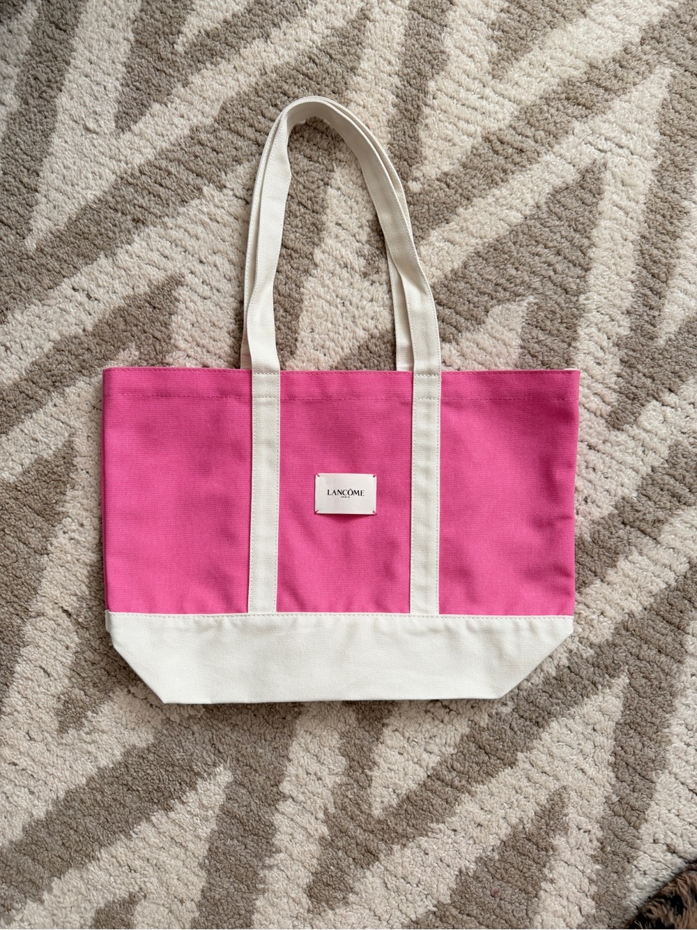 Lancome Pink and Cream Canvas Tote
